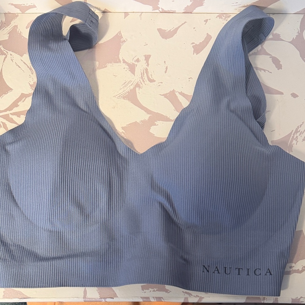 Nautica Ribbed Seamless Bralette in Dusty Blue